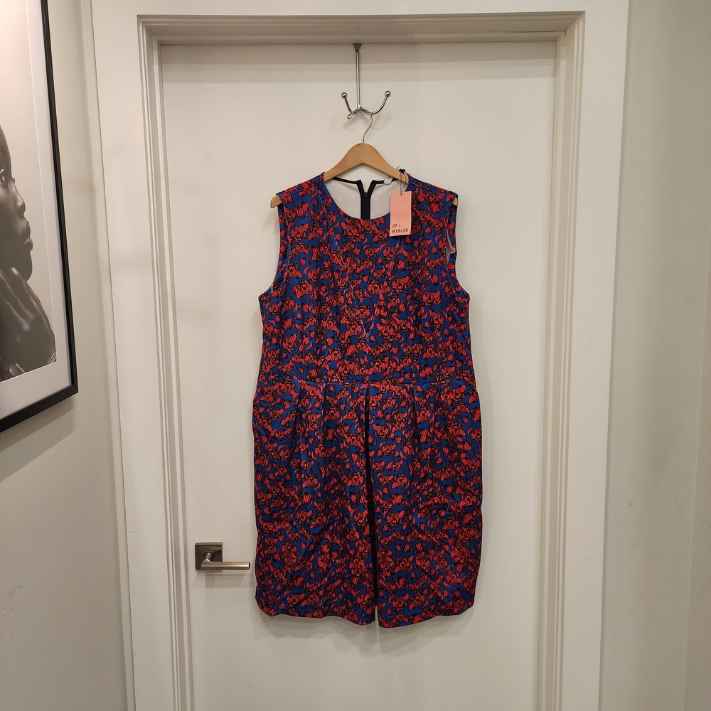 Vibrant Floral Mini Dress - Blue and Red